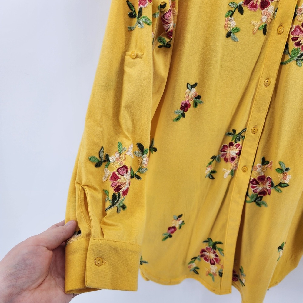 Forgotten Grace XL Embroidered Floral Button Down Long Sleeve‎ Top Blouse - Picture 3 of 7